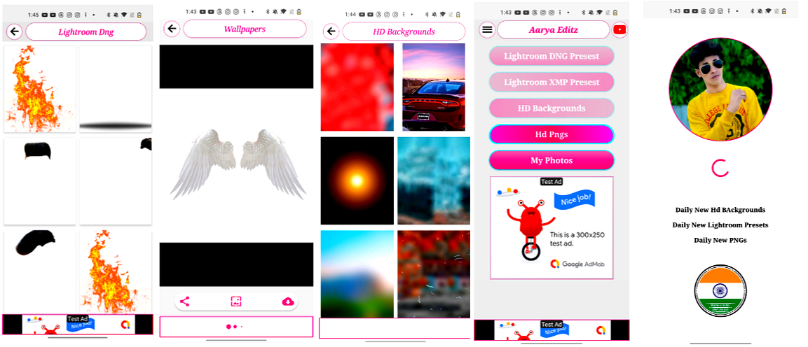 Screenshot of trending Aarya Editz templates for photo and video editing