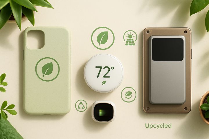 “Realistic image of smart home gadgets in 2025 – AI vacuum mop, voice-controlled smart curtains, and solar-powered Wi-Fi router – reviewed on WheonX.com Tech