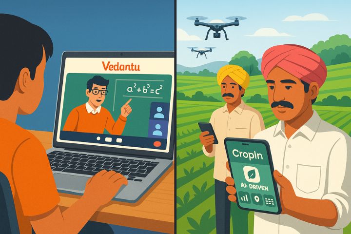 EdTech startups like Vedantu and agri-tech startups like CropIn transforming India’s education and farming in 2025.